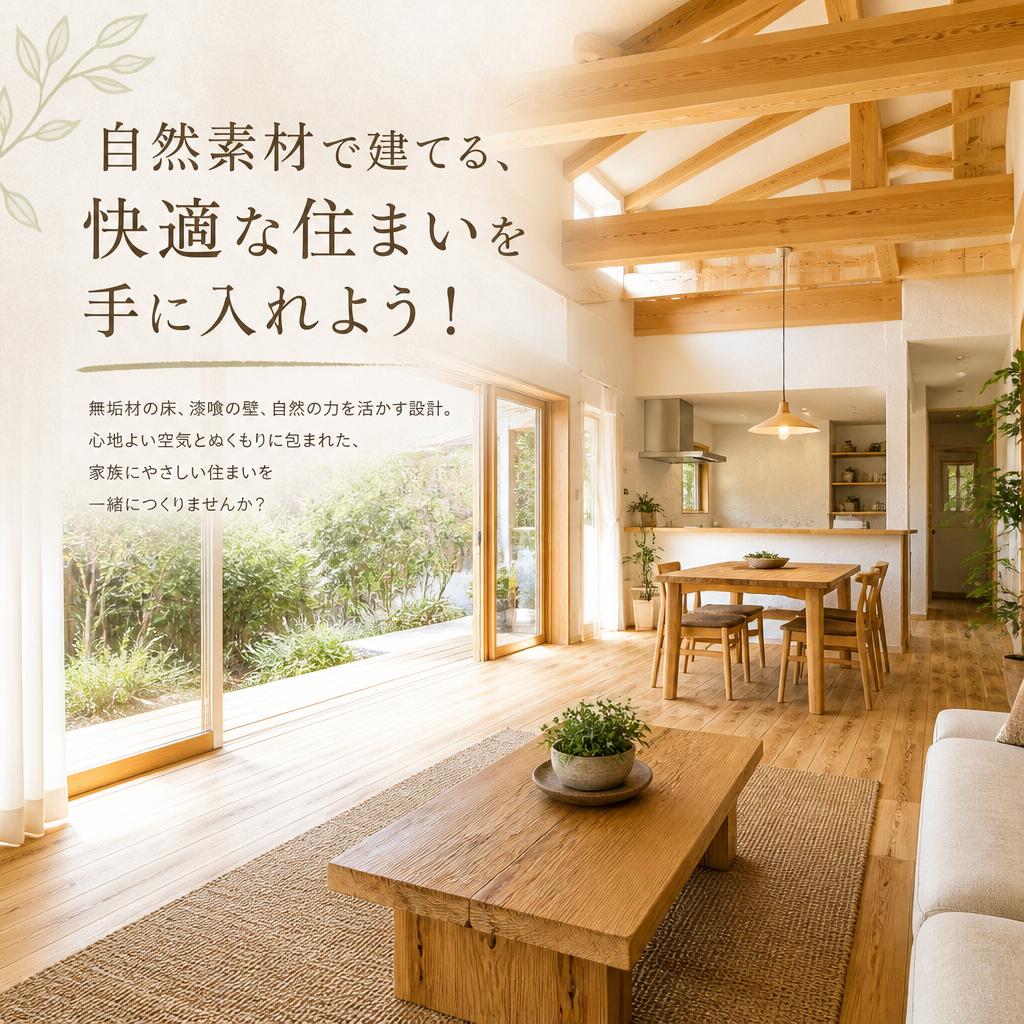 自然素材で建てる、快適な住まいを手に入れよう！