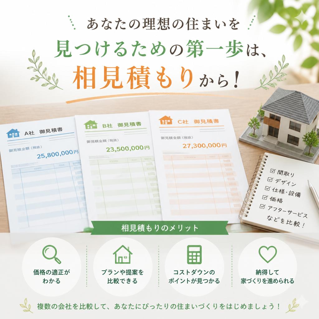あなたの理想の住まいを見つけるための第一歩は、相見積もりから！