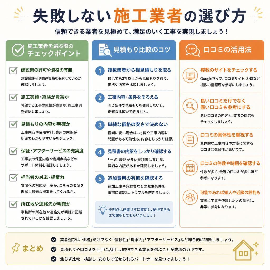 信頼できる施工業者の見極め方
