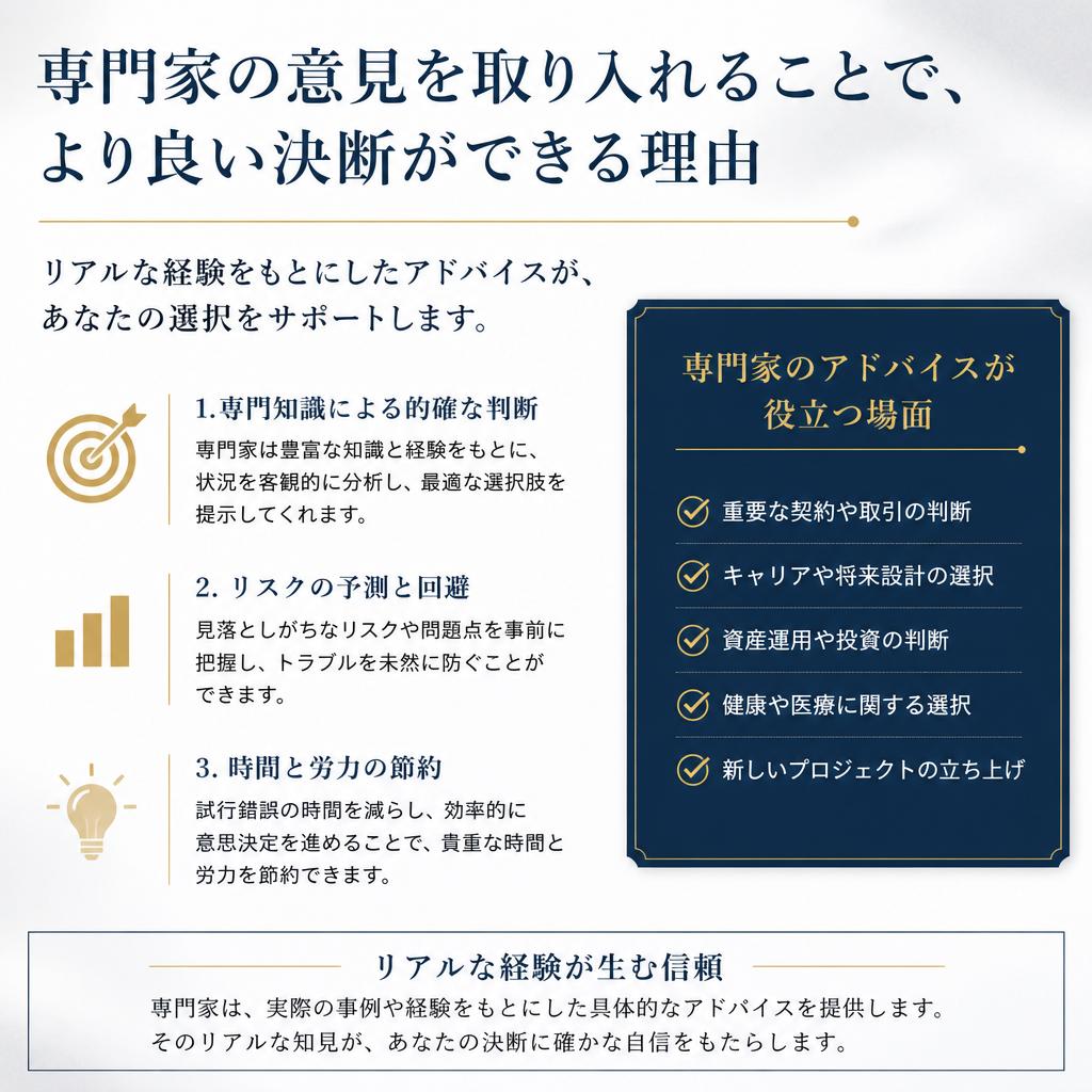 専門家のアドバイスを受ける利点